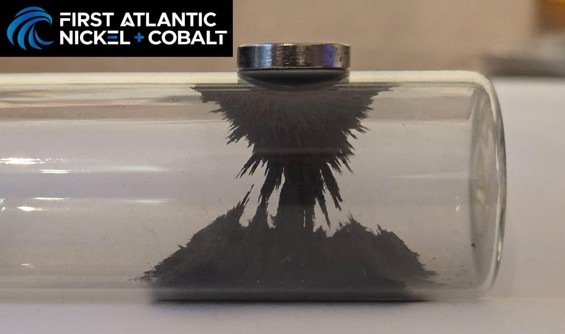 Representative sample of awaruite concentrate product averaging 67.4% Nickel from Pipestone XL - RPM Zone. 