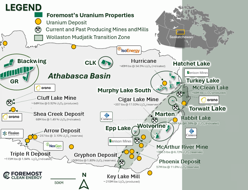 Foremost Clean Energy To Earn Majority Interest Across Athabasca Uranium Portfolio Under Denison Option Agreement