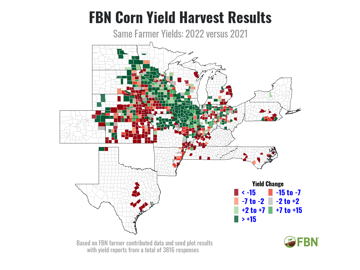 2022 vs 2021 Corn Yield Harvest Results