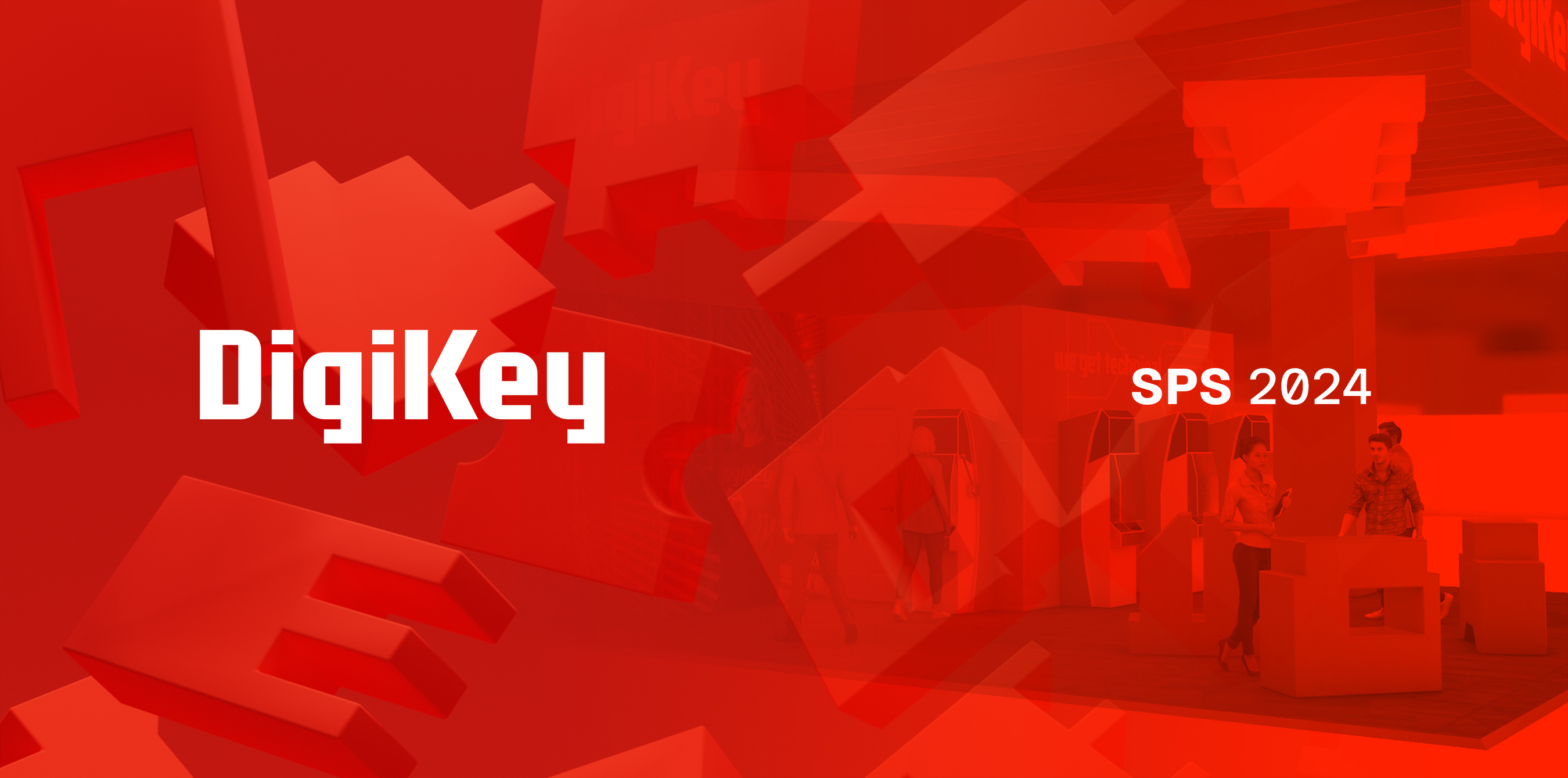 A red background image with white text: DigiKey SPS 2024