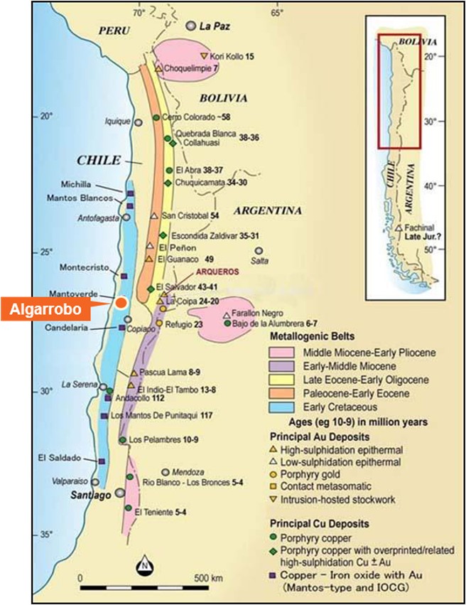 Location of the Algarrobo copper project, Chile