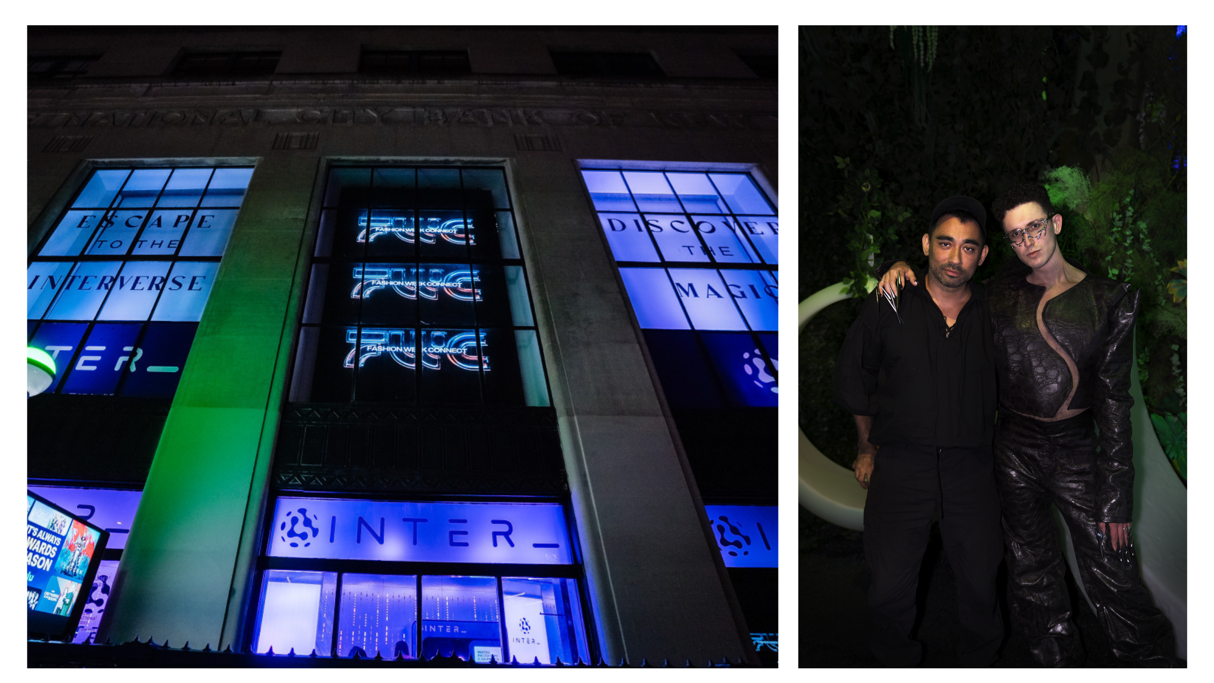 Fashion Week Connect New York City, SS25, Fall 2024 NYFWPictured Left: FWC Billboard | Pictured Right: DFDC Founder David Cash and Nicola Formichetti at the event