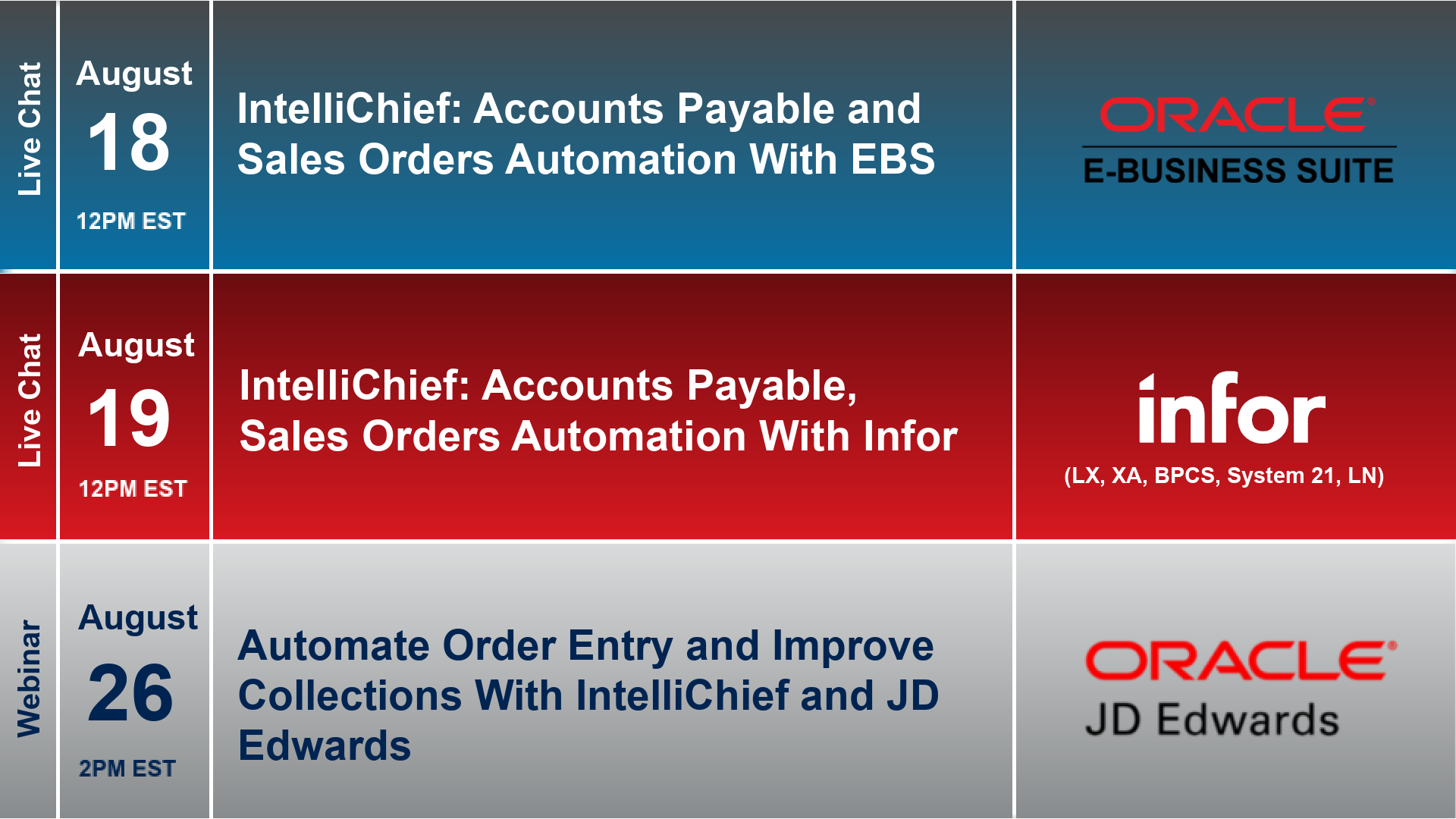 IntelliChief Digital Events Calendar - August