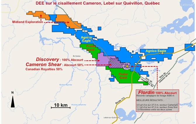 Figure 2 : Propriété Flordin et propriétés situées à proximité