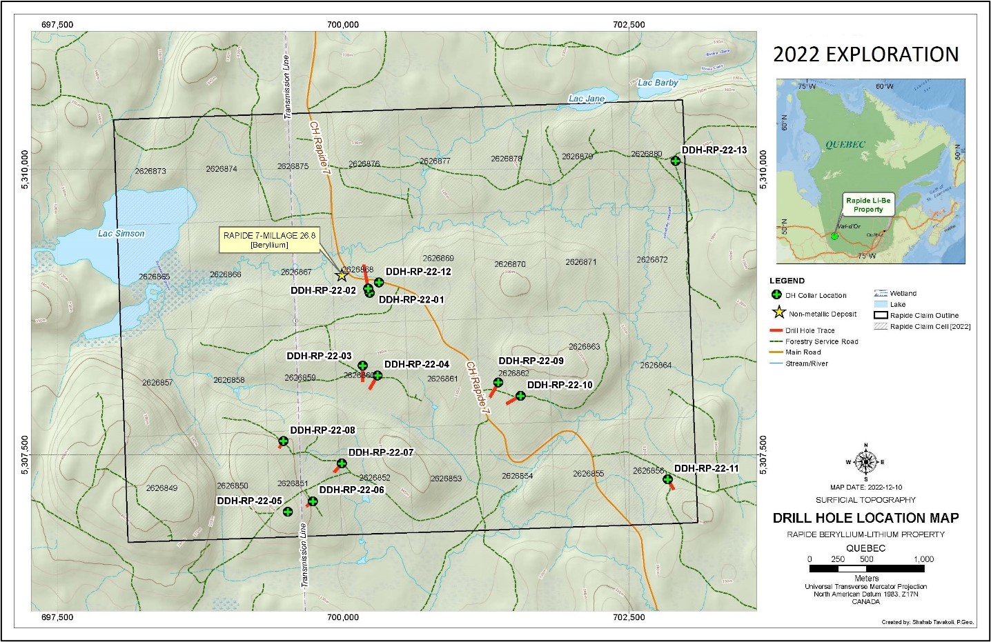 Location of 2022 drill holes