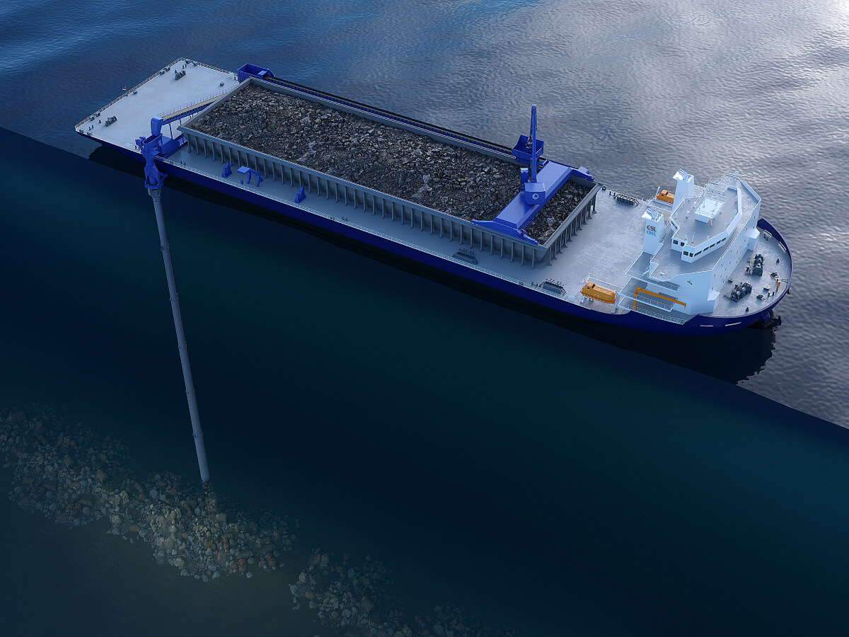 Rendering of CSL OWL subsea rock installation vessel