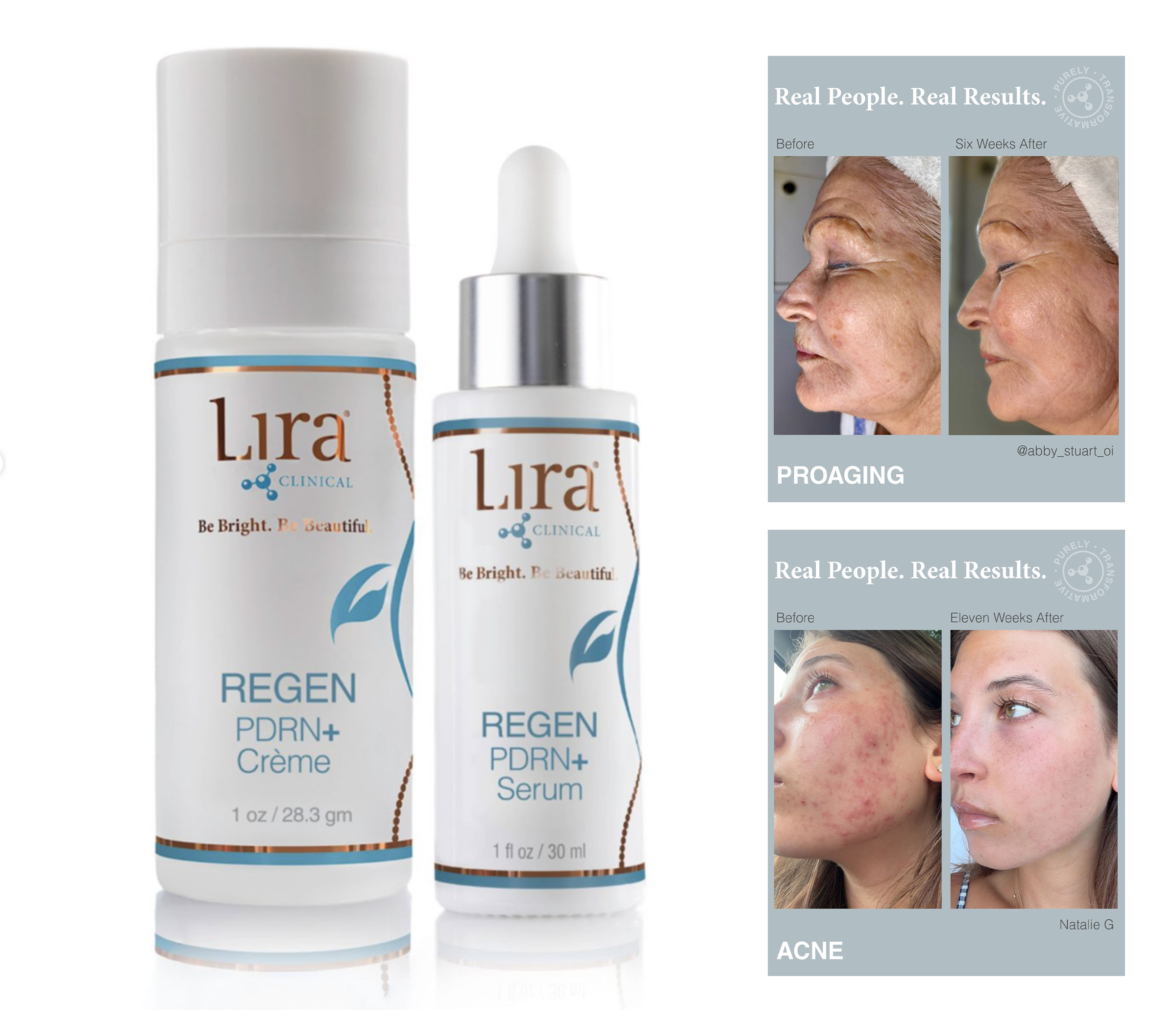 Lira Clinical REGEN PDRN+ Crème and Serum with Marine Cellular Complex