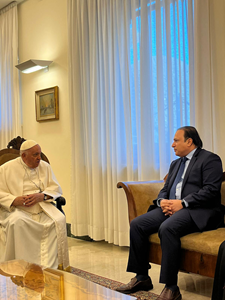 Dr. Zuhair Alharthi, Secretary General, International Dialogue Centre (KAICIID) in Audience with Pope Francis