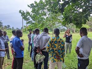Lisa Mitchell teaching instructors at St. Paul's Technical School in Ghana