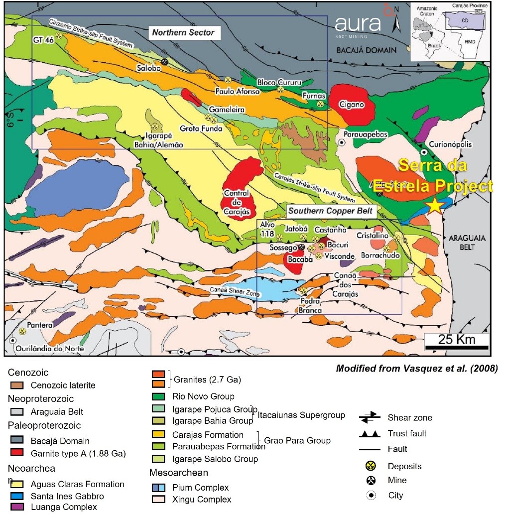 Map of the Serra da Estrela Project, located in the Carajás Mineral Province, one of the most important polymetallic districts in the world and host to several IOCG deposits.