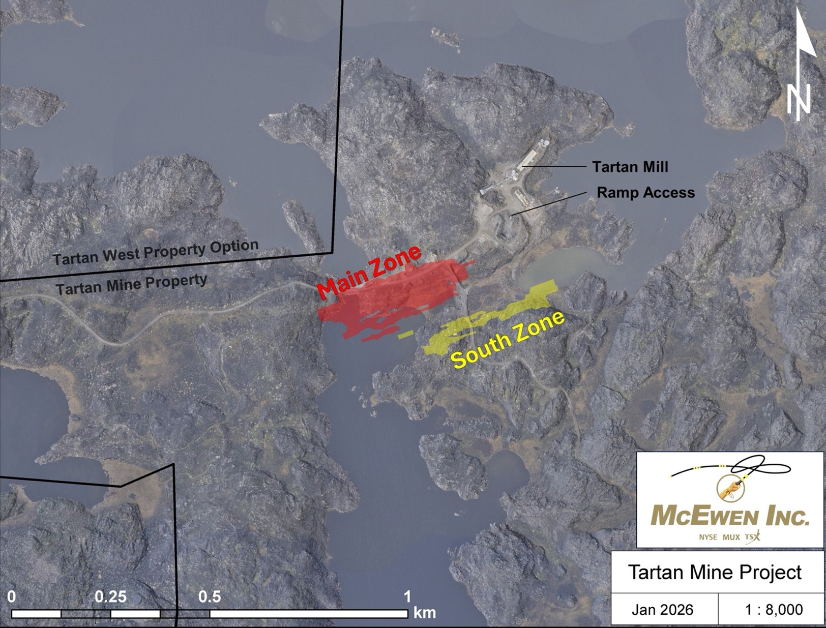 Figure 2: Plan Map of Tartan Mine’s Main and South Zones. 