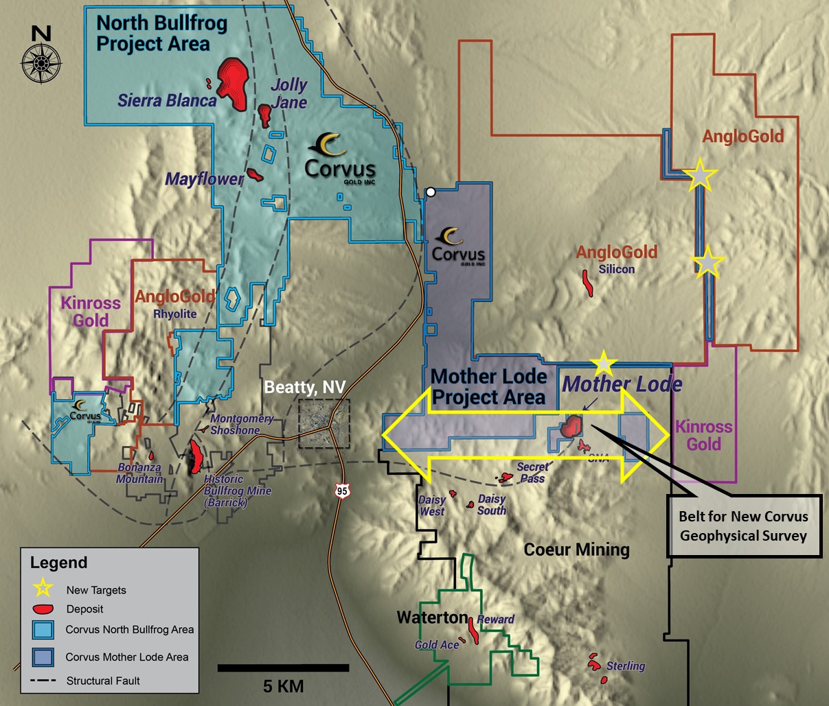 Bullfrog District Land Package Geophysical Area Outline and Targets May 2020