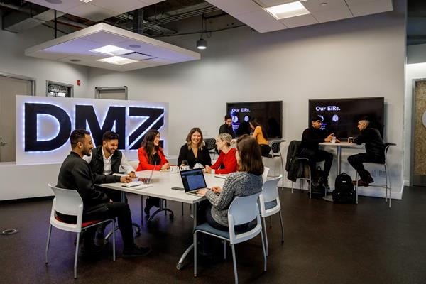 A photo of staff at the DMZ office. 