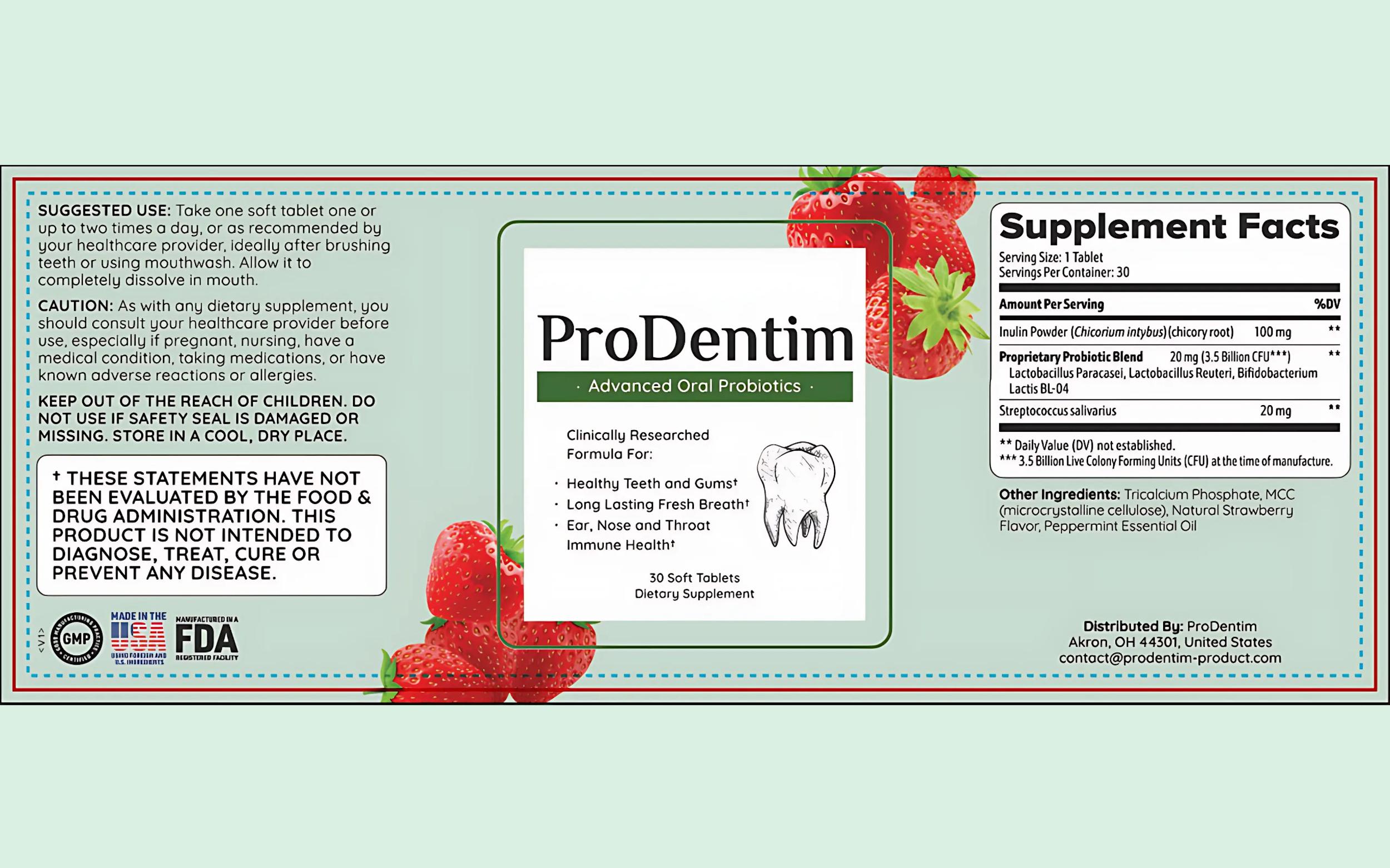 ProDentim - SUpplement Facts