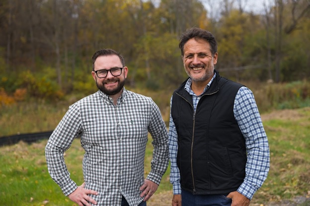Zefiro Senior Vice President of Business Development Luke Plants (Left) and Zefiro Chief Executive Officer Talal Debs (Right) are pictured at a well site visit in New York State in October 2023.