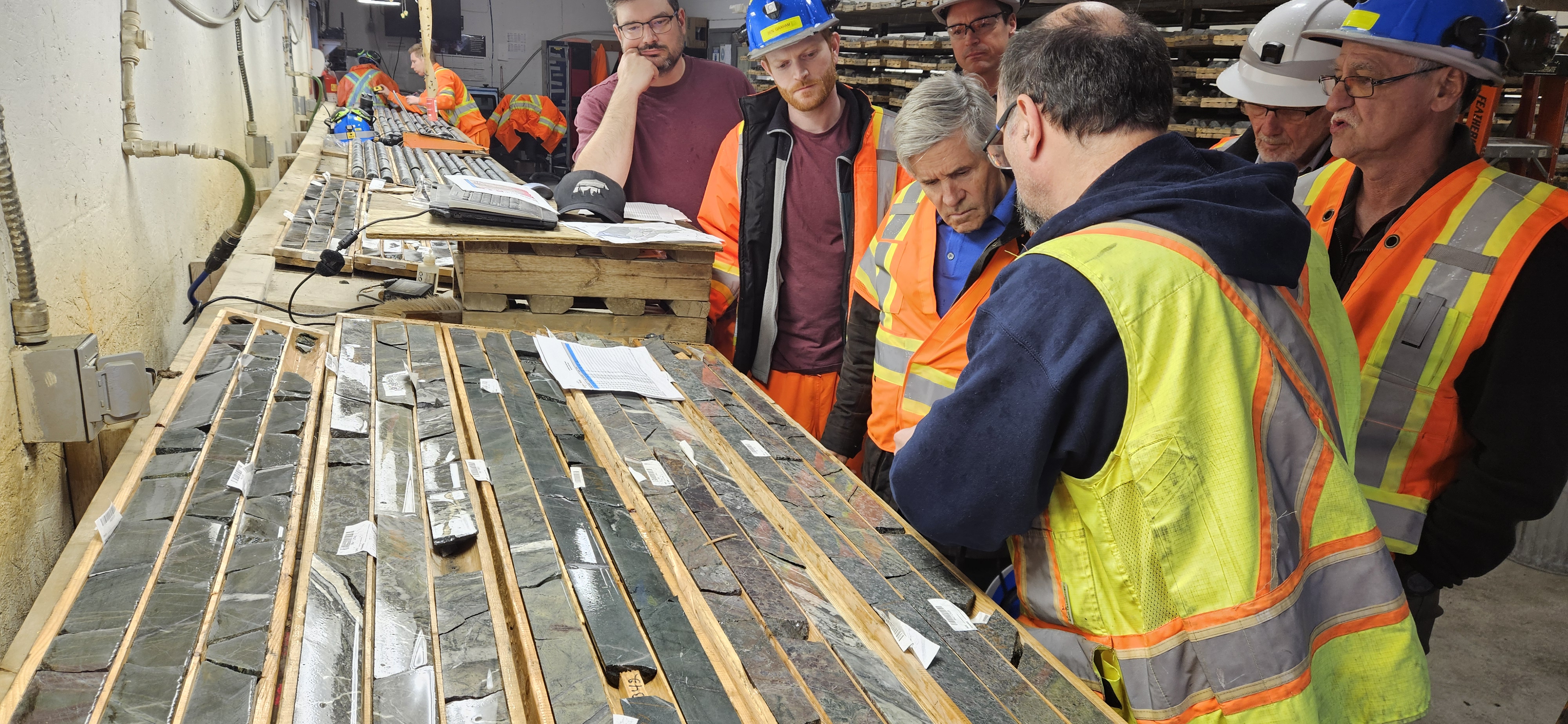 Rob McEwen With Our Exploration Team Inspecting Drill Core on His Recent Visit to the Fox Complex 