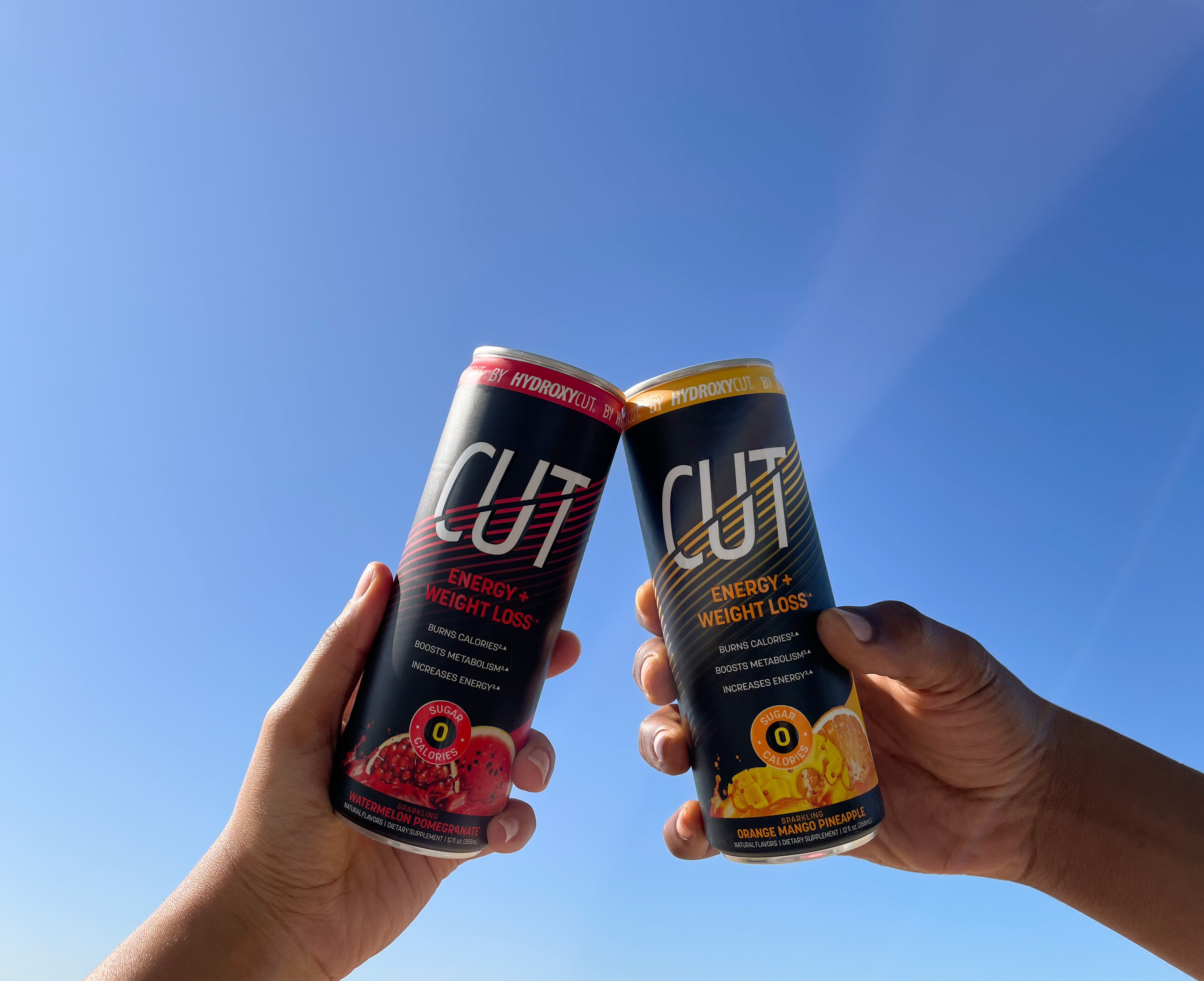 CUT Energy in Watermelon Pomegranate and Orange Mango Pineapple