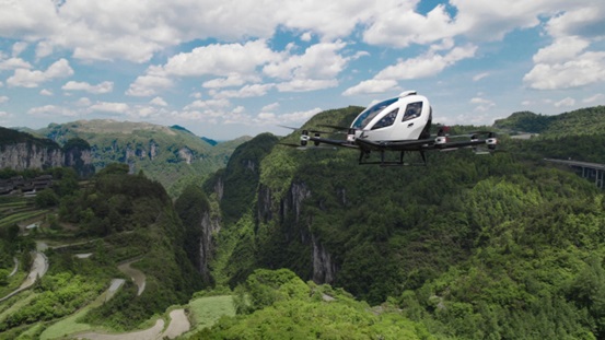 EHang Partners with Tianxingjian on Scenic Flight Project with EH216 AAVs at Aizhai Wonder Tourist Area in Jishou, Hunan, China