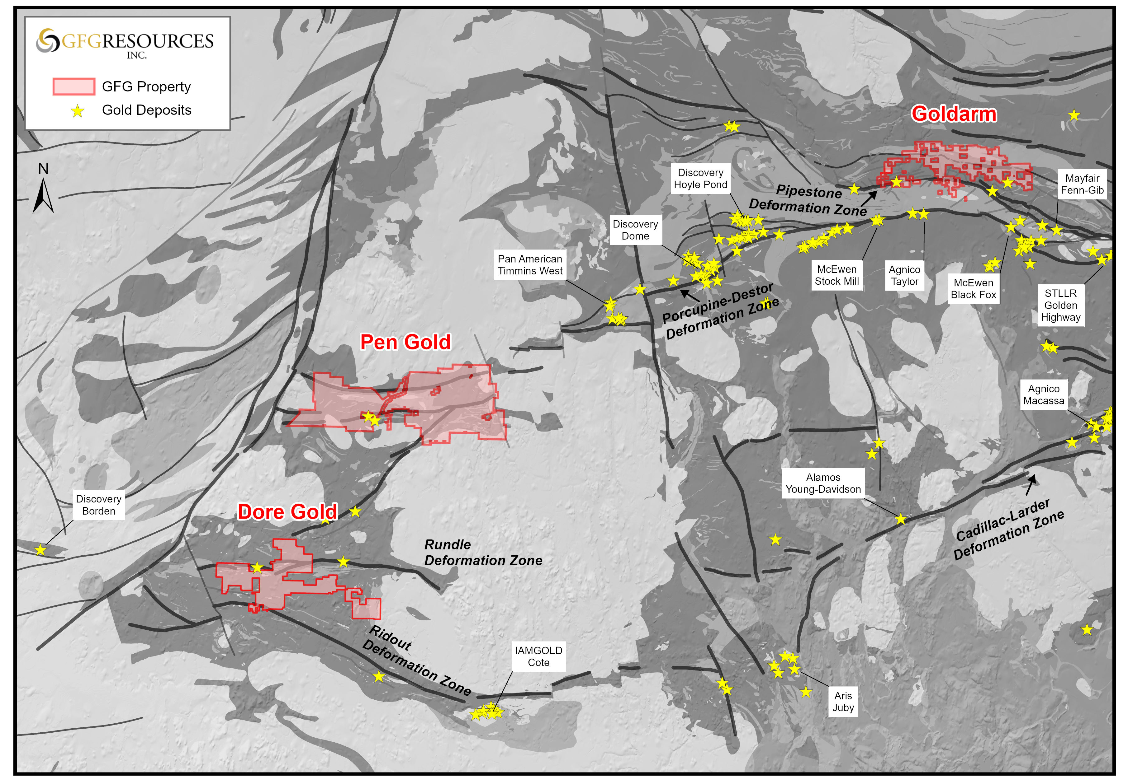 Figure 1: Regional Map of GFG Gold Projects in the Timmins Gold District image