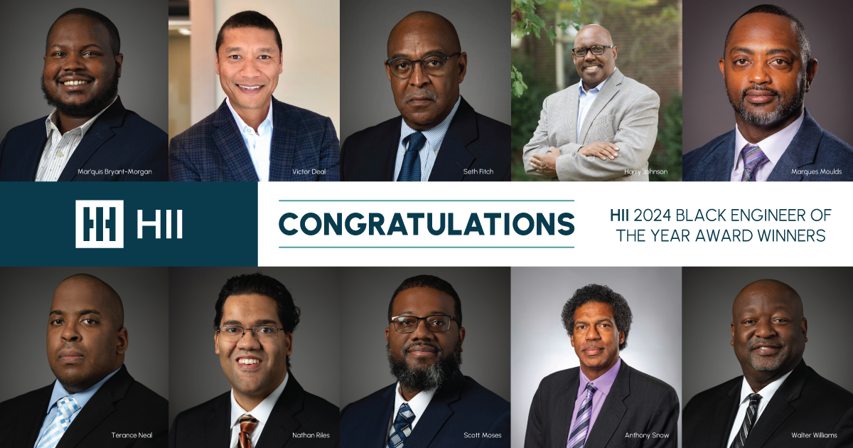 HII announced today that 10 employees from its Newport News Shipbuilding, Ingalls Shipbuilding and Mission Technologies divisions were recognized for achievements in the science, technology, engineering and math fields during the 38th annual Black Engineer of the Year Award (BEYA) STEM Conference.