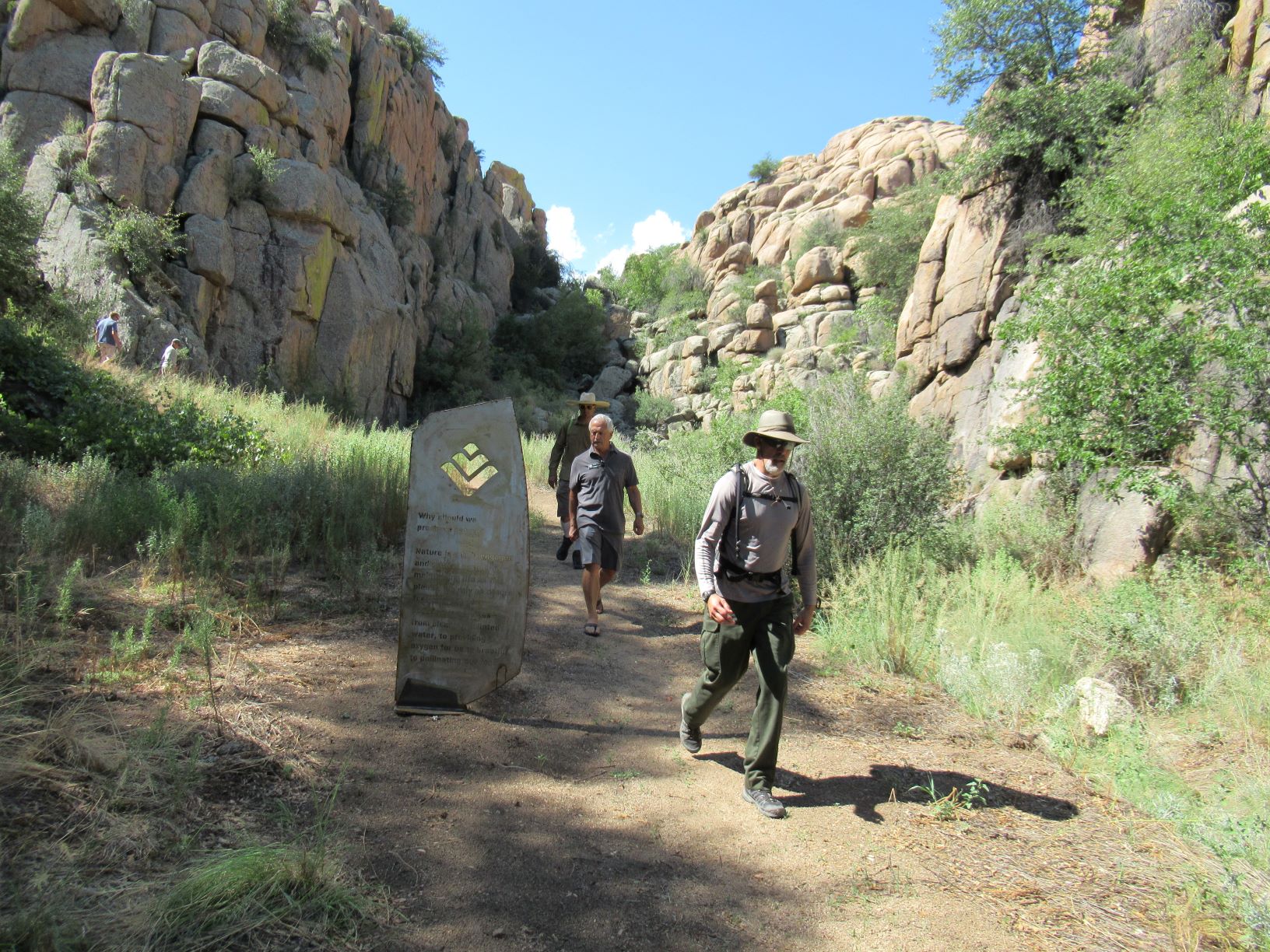 Hikers on the newly opened Prescott College - Ecosa City Trail