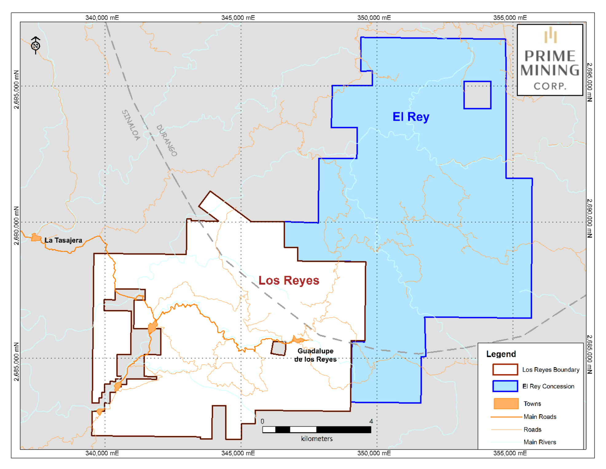 Prime Mining Fig 1 El Rey Property Map