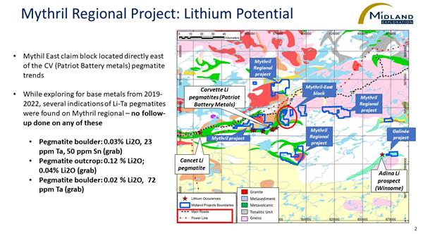 Figure 2 Mythril Regional Project Lithium Potential