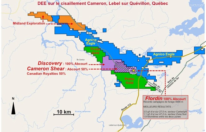 Location of the Flordin Property and adjacent DEE owners