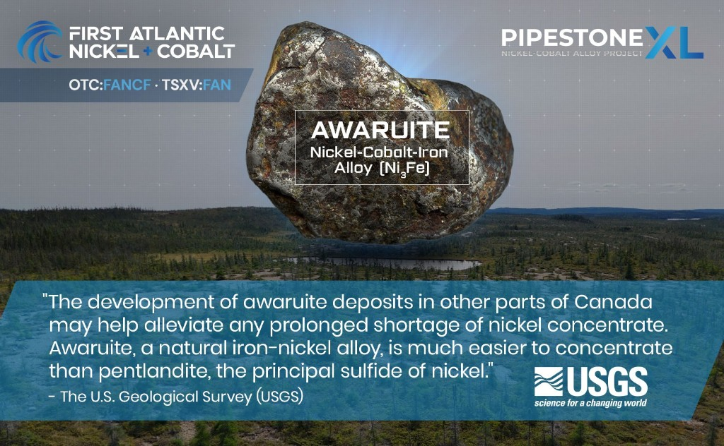 USGS quote on awaruite nickel-iron-cobalt alloy. 