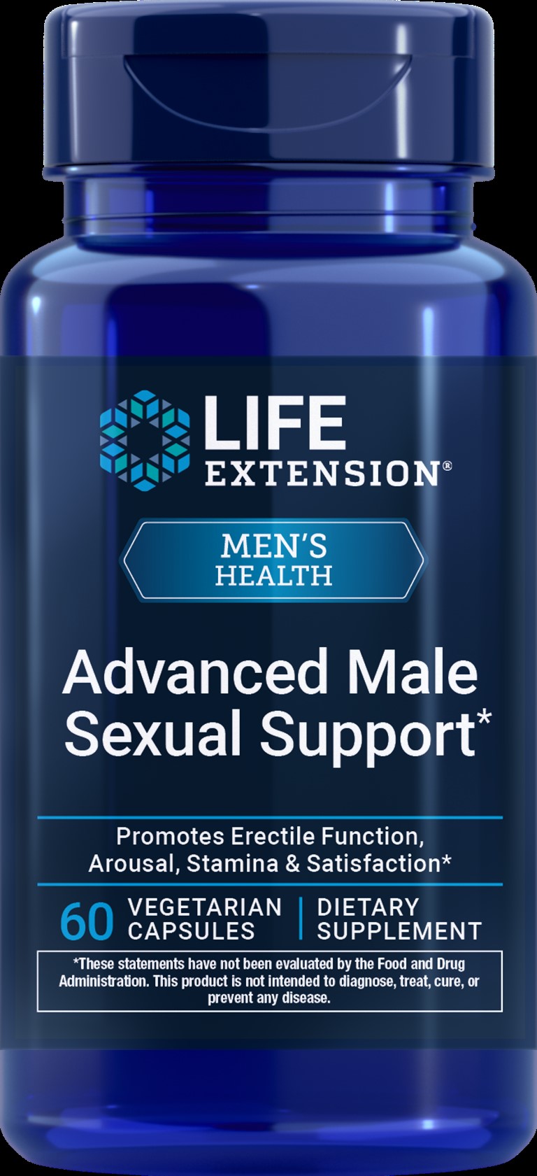 Life Extension’s New Advanced Male Sexual Support formula helps support erectile health, sexual arousal, stamina & satisfaction NON-GMO and Gluten-Free 