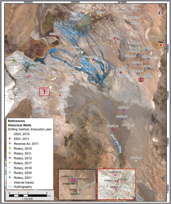 Location map of exploration boreholes