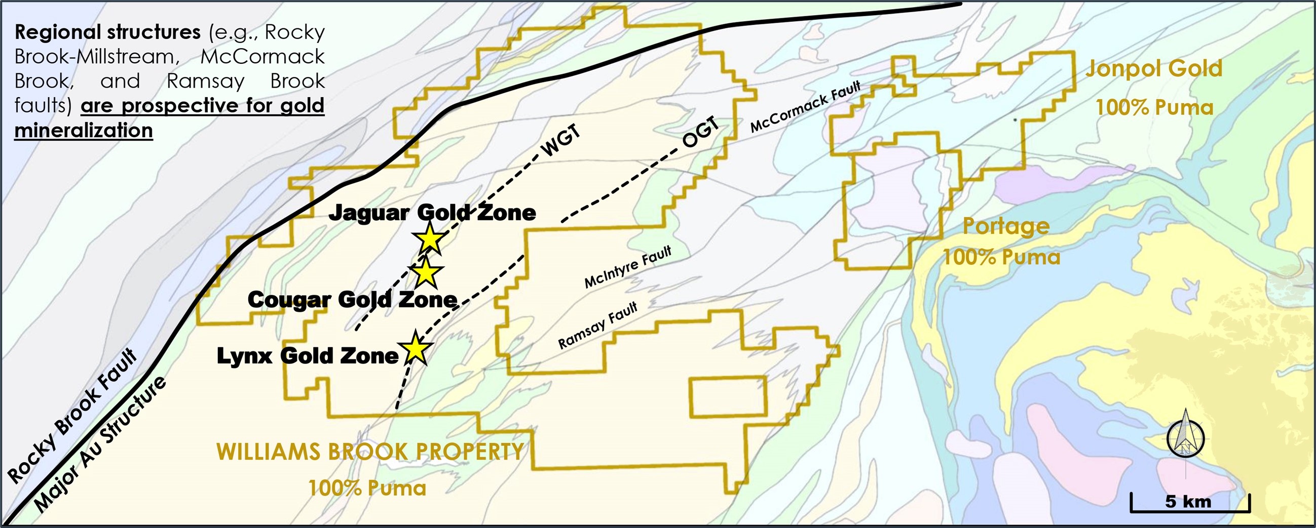 FIGURE 3: The Williams Brook Gold Project main zones