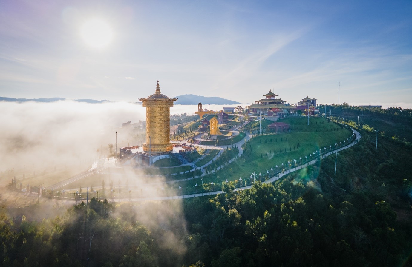 The Largest Prayer Wheel in the world "Drigung Kagyu Rinchen Khorchen Khorwe Go Gek" at Samten Hills Dalat, Lam Dong, Vietnam was recognized by the Guinness World Records