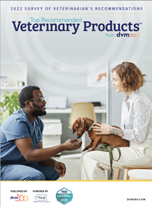 Cover of the inaugural edition of the Top Recommended Veterinary Products™ guide published by dvm360®