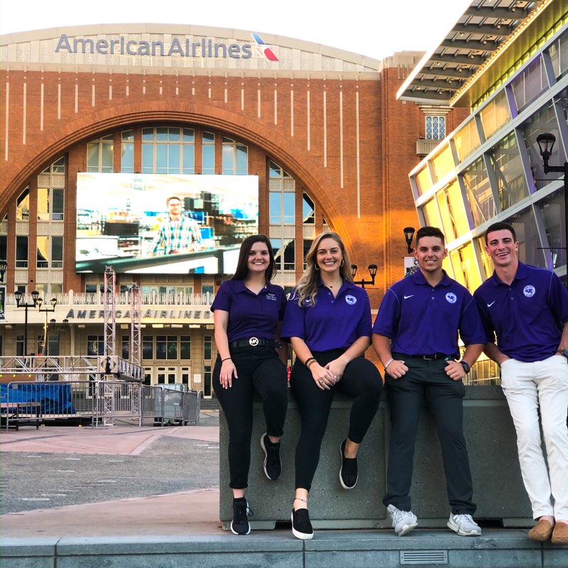 Students (left to right) Grace George, Sylvanna Schiefele, Chris Apecechea and Parker Murphy learned what it takes to prepare the Mavericks for their home season opener against the Washington Wizards at the American Airlines Center in Dallas.
