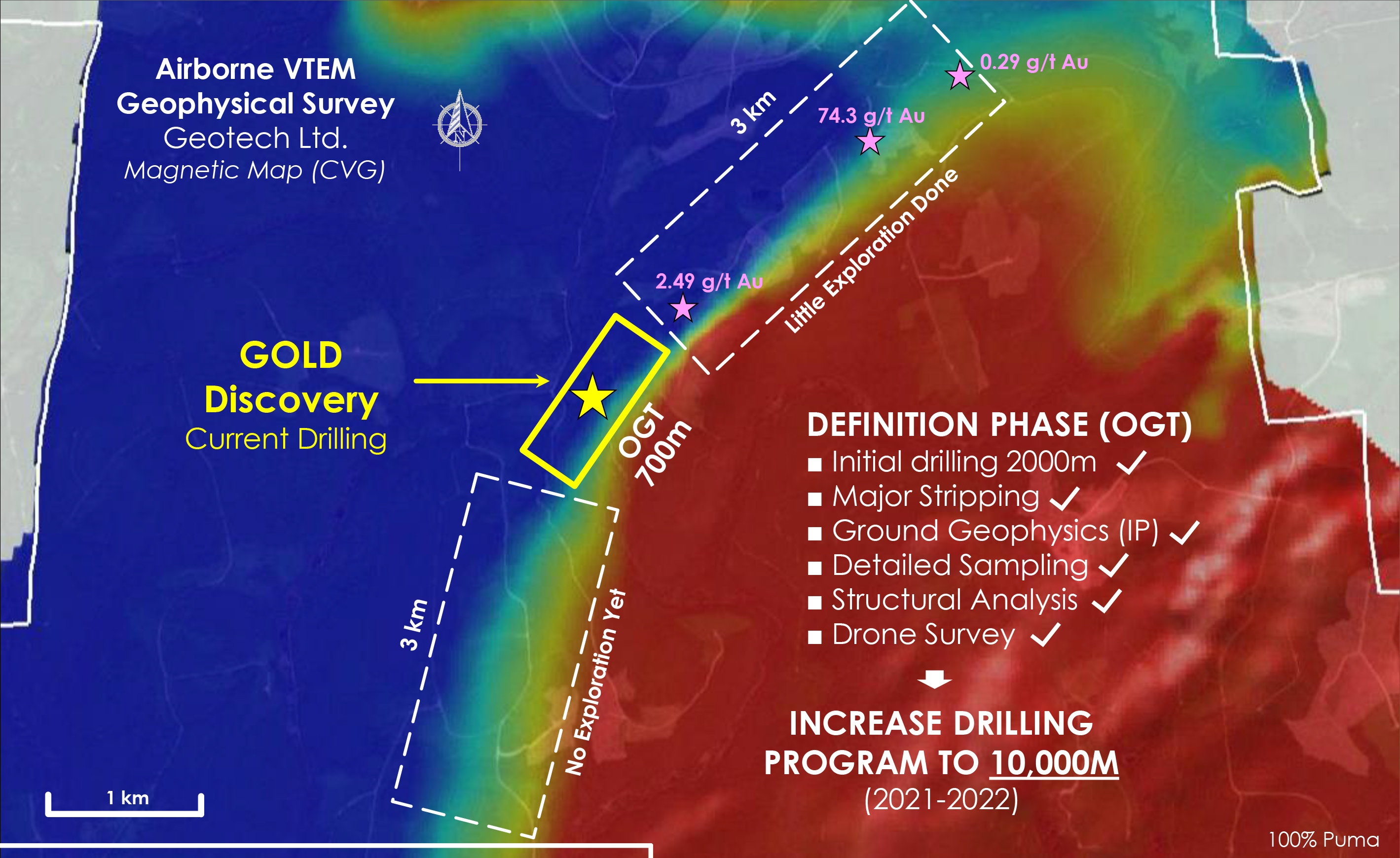 Figure 3: 2021 Detailed VTEM Airborne Survey Showing Distinct Magnetic Signature