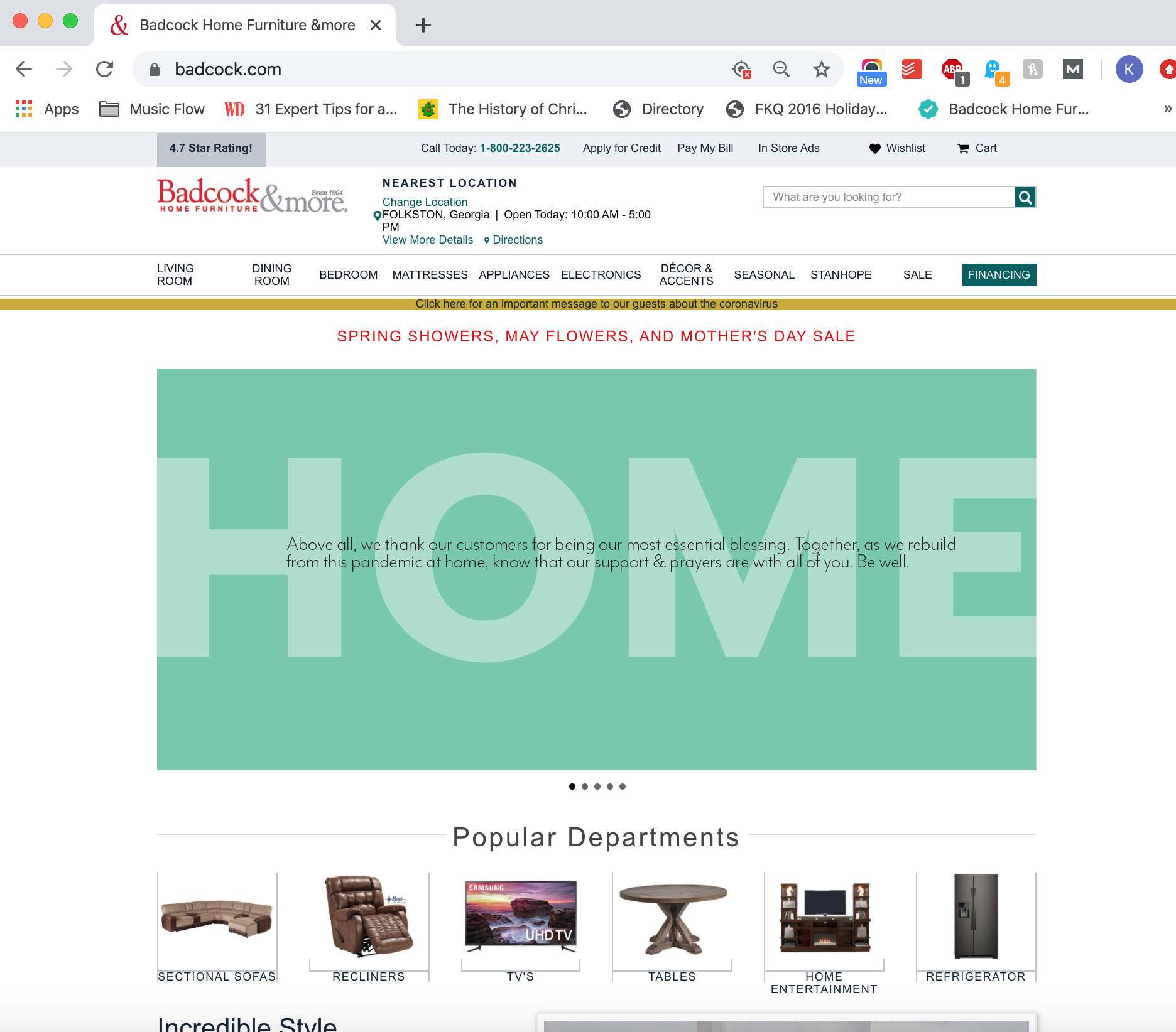 Badcock.com home page