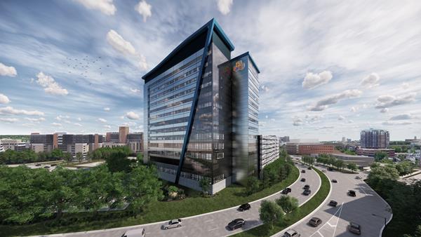 Children's Hospital of The King's Daughters will open a 14-story mental health hospital in Norfolk, Va., in 2022. 
Artist rendering courtesy CHKD
