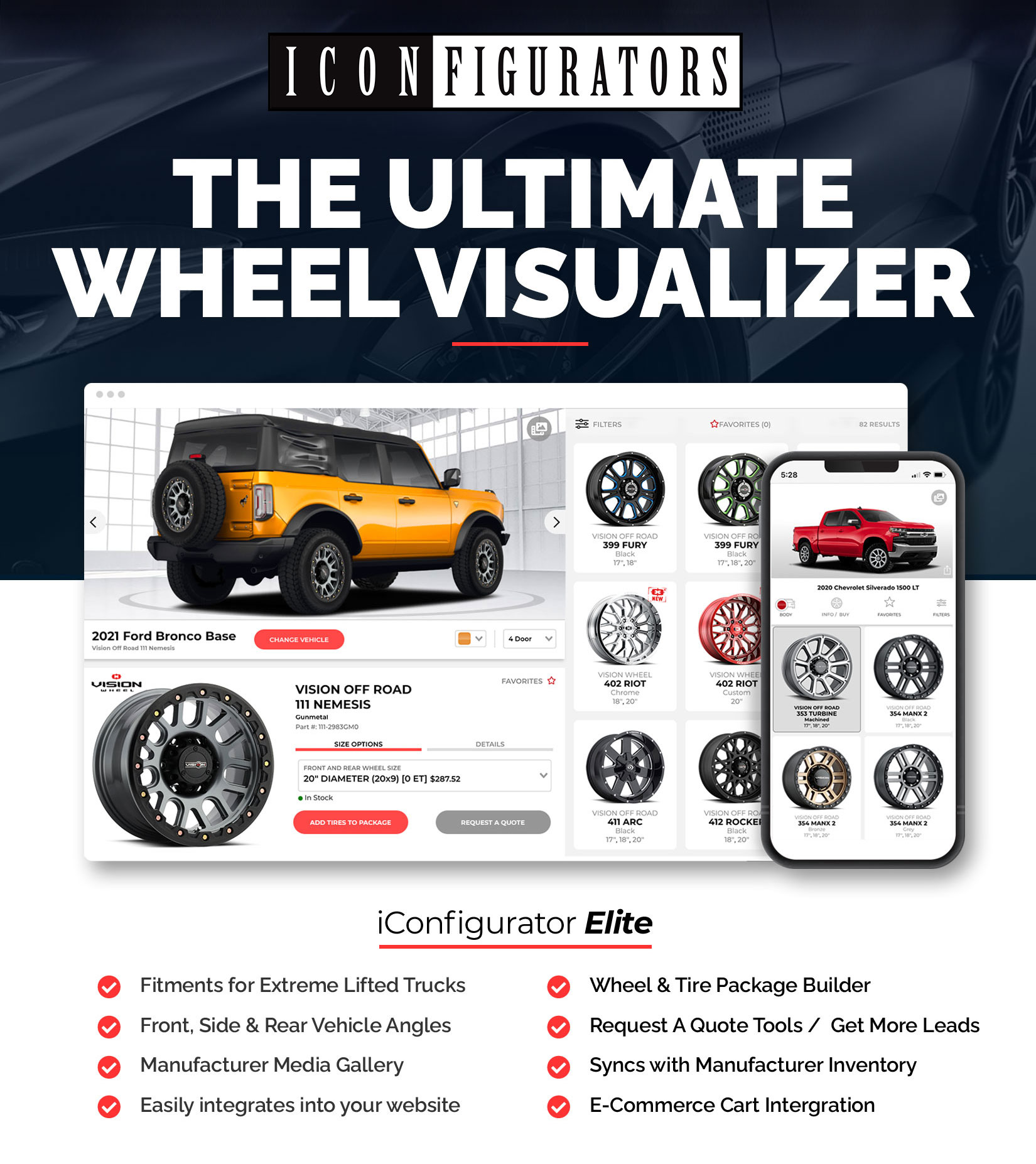 The iConfigurator wheel visualizer allows customers to browse wheels and see how they'd look on their specific vehicle.