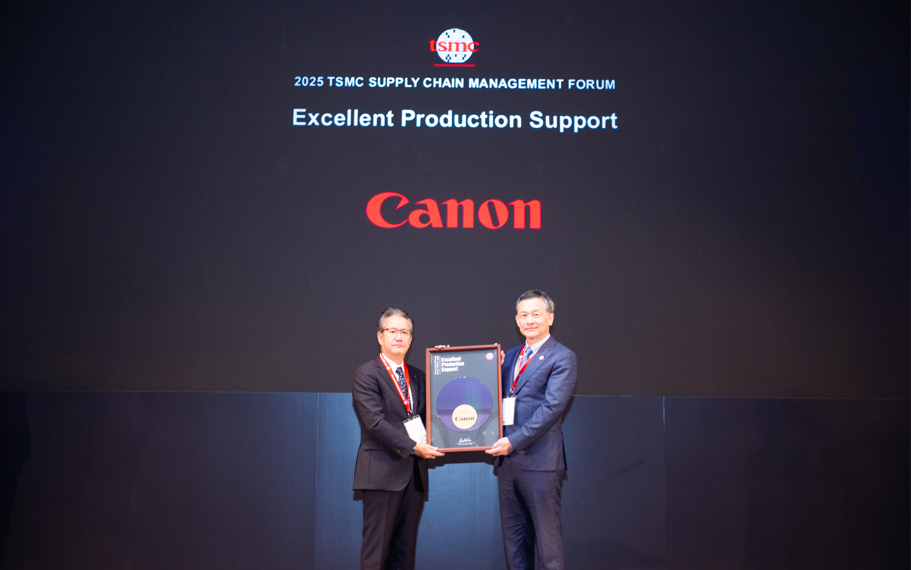 Canon honored for Excellent Production Support at TSMC 2025 Excellent Performance Awards