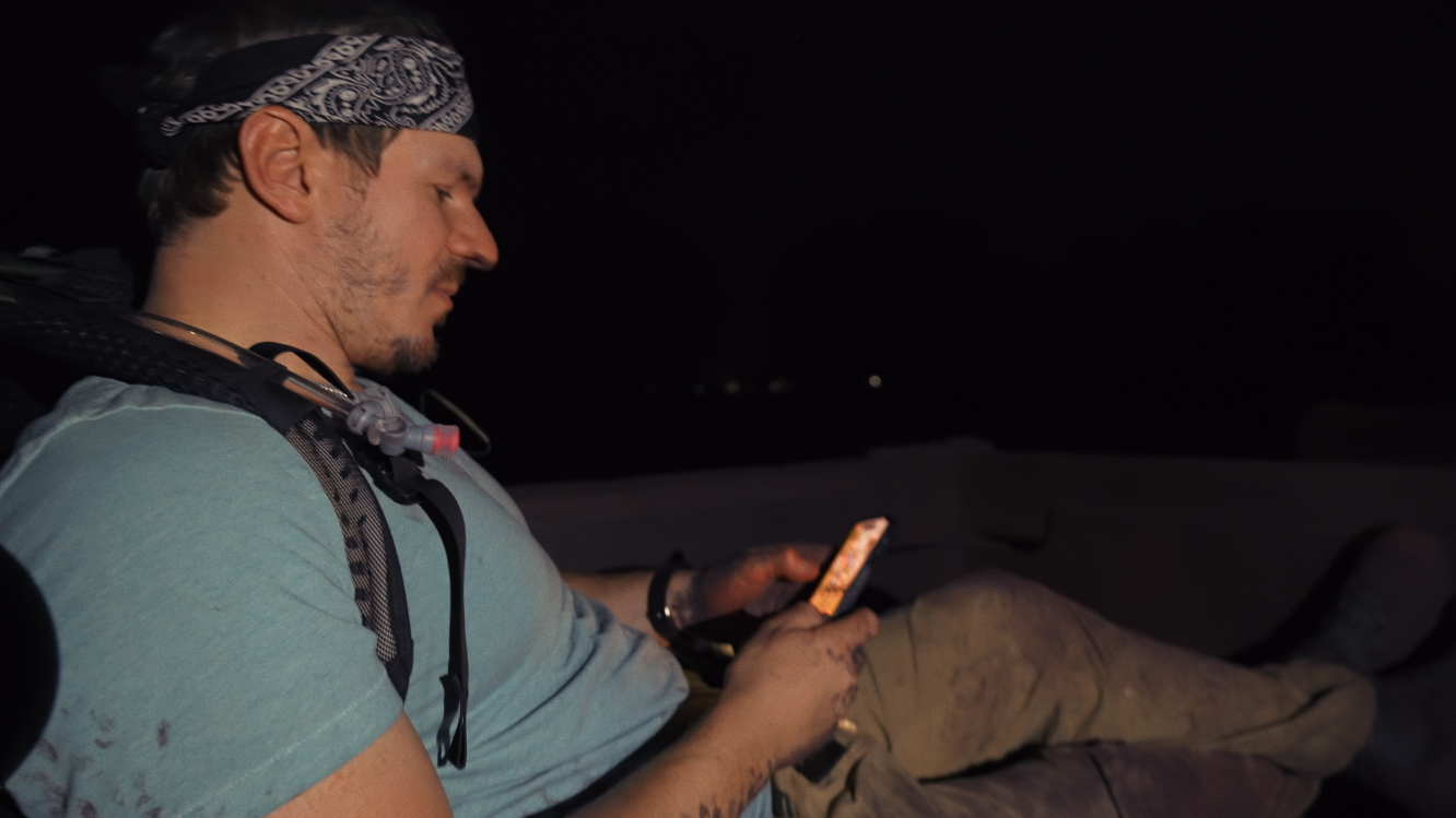 James O’Keefe using his Patriot Mobile Global cellular service while on the “Beast” train in Irapuato, Mexico while filming his documentary “Line in the Sand”.