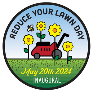 Inaugural Reduce Your Lawn Day Badge with date and new national day logo.