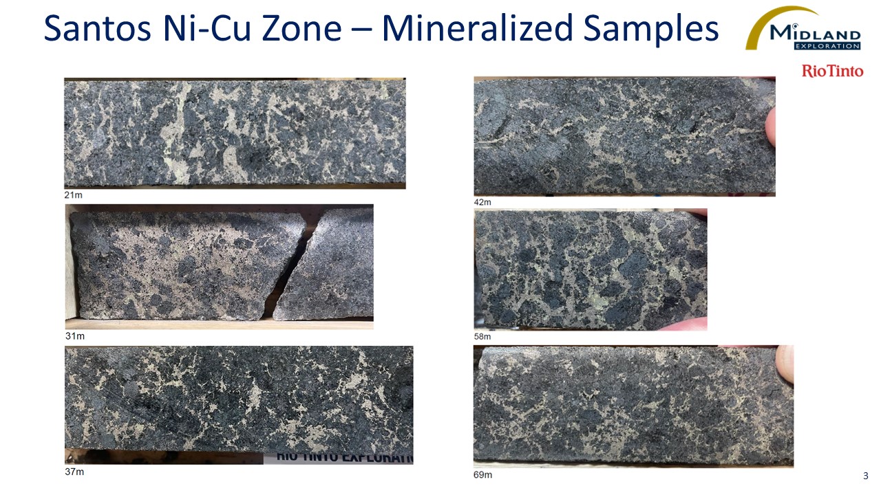 Figure 3 Santos Ni-Cu Zone-Mineralized Samples