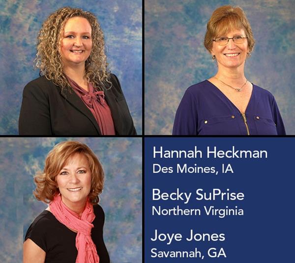 Hannah Heckman is now Division Manager for Sentry Des Moines Office, Becky SuPrise is now Division Manager for Sentry Northern Virginia Office & Joye Jones is now Division Manager for Sentry Savannah Office.
