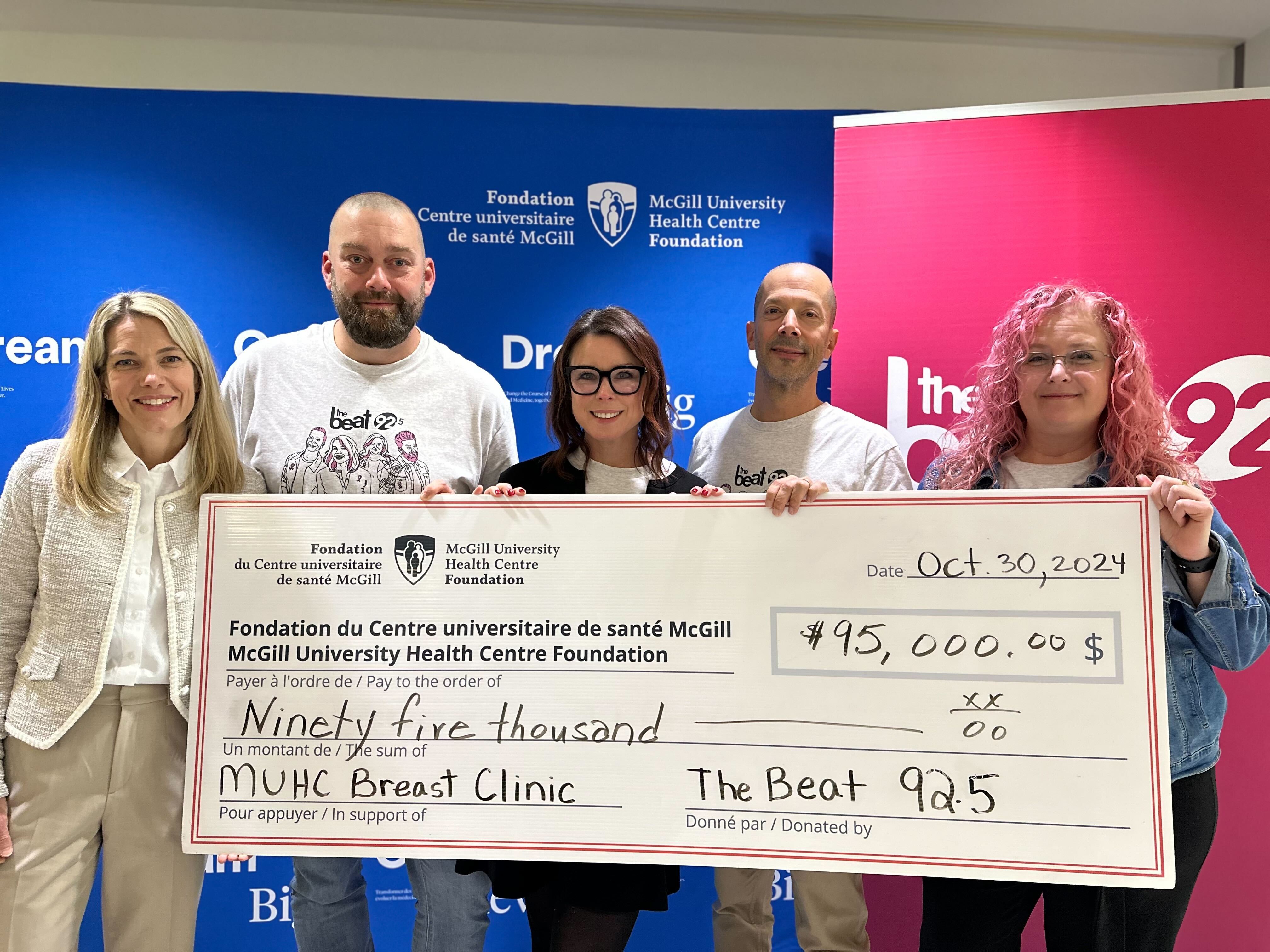 The MUHC Foundation and the Beat 92.5’s Raise Craze raises $95,000 to help strike out breast cancer