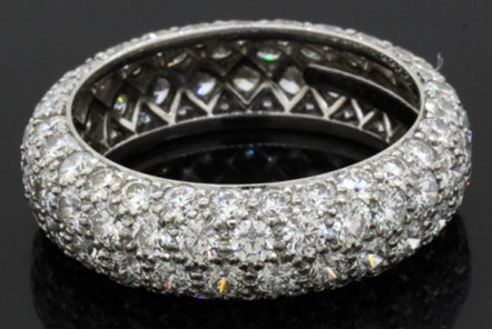 Tiffany and Co Etoile platinum 2.90ct VS1-F eternity band ring. Sold at auction for $5,027