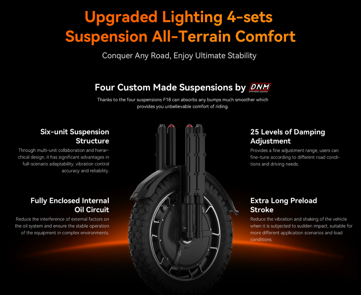 KINGSONG Upgraded Lighting 4-sets Suspension All-Terrain Comfort