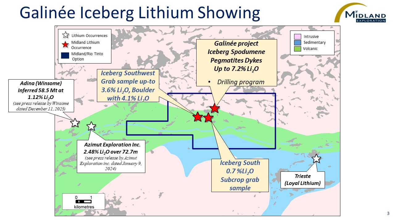 Figure 3 Galinée Iceberg Lithium Showing