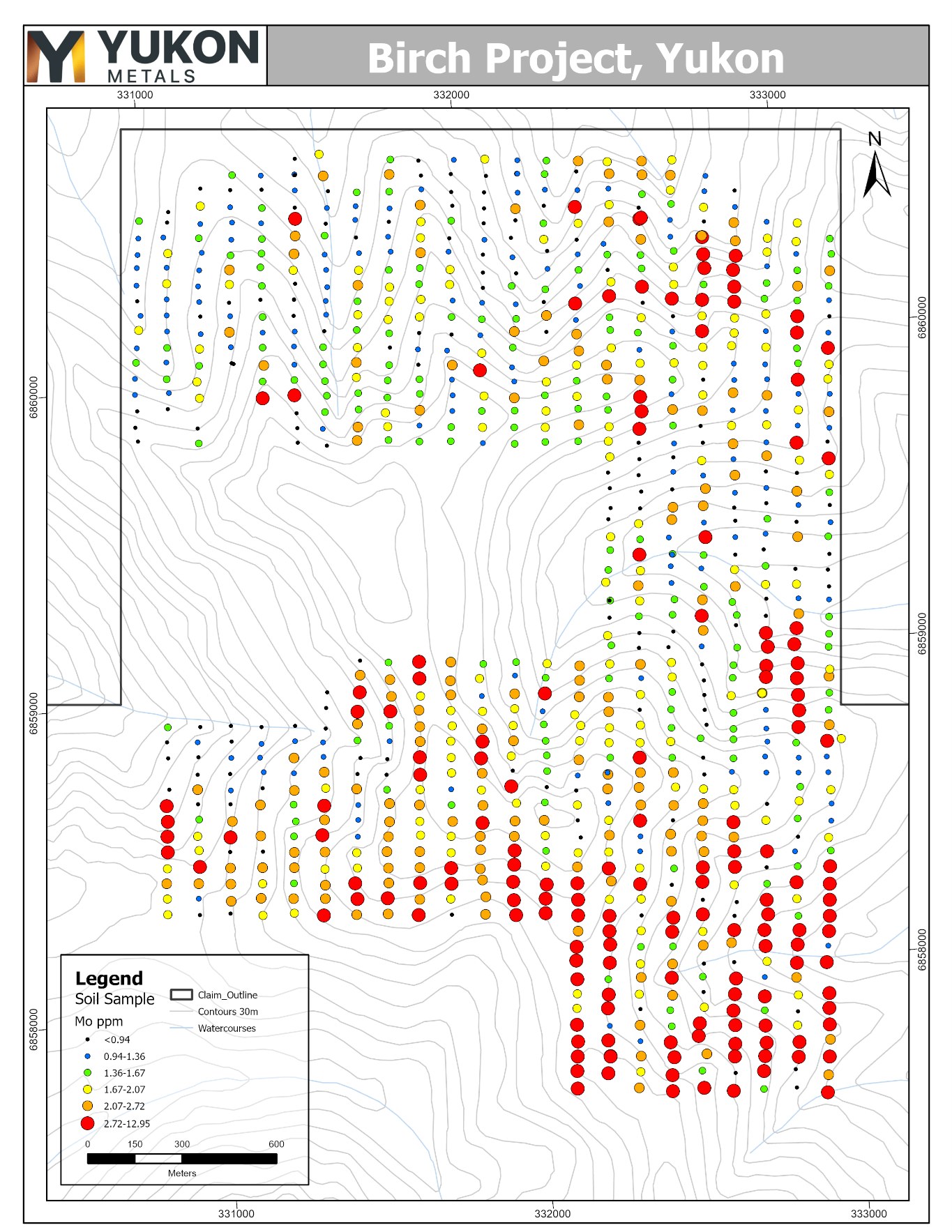 Molybdenum-in-soils at Birch 50m x 100m grid.