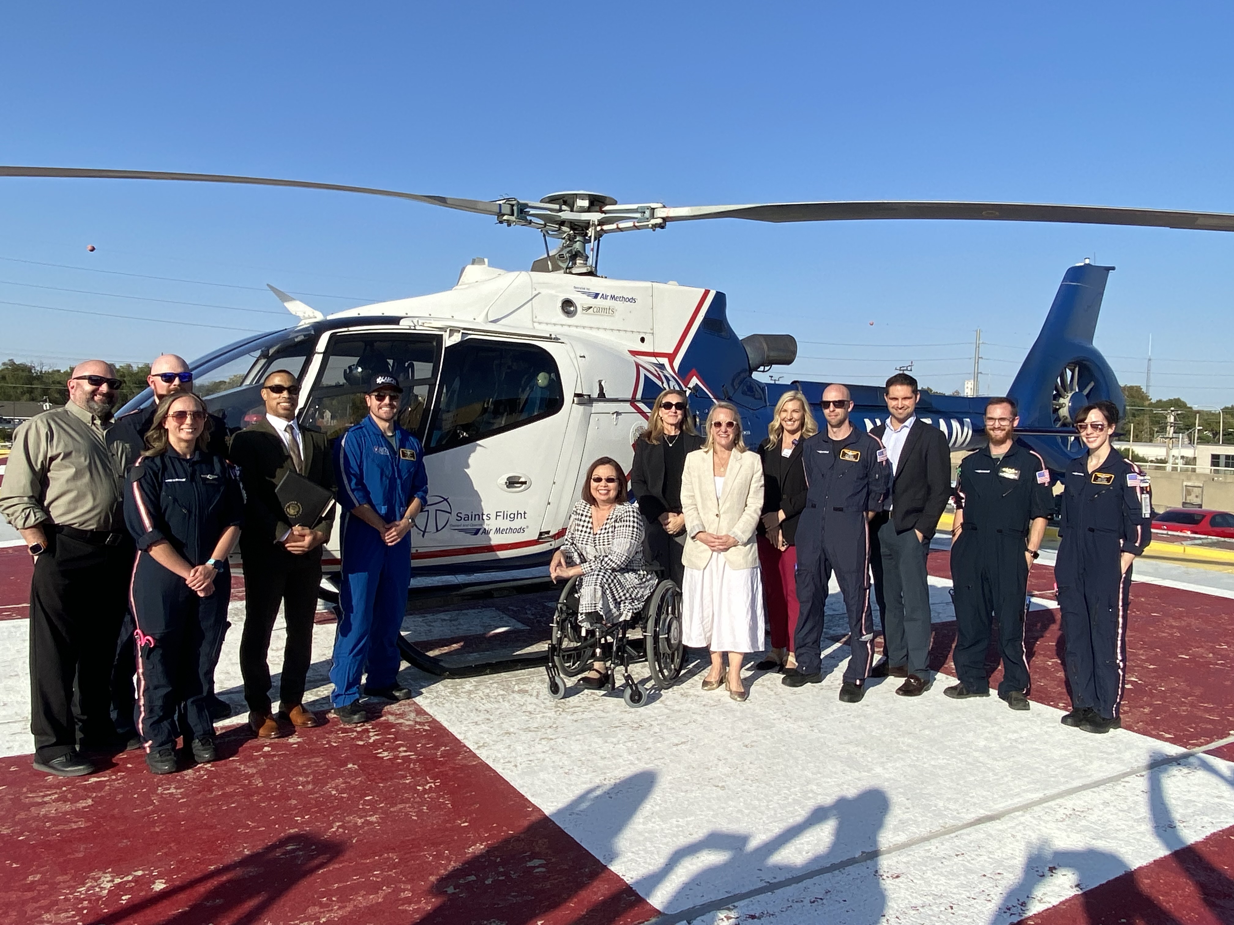 Senator Duckworth and Representative Budzinski with ARCH Air Medical Crew